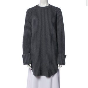 ROUCHA Charcoal Grey Oversized Wool Crew neck  Tunic Sweater